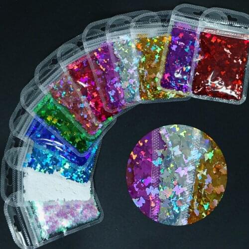 5g/Bag 12 Colors Nail Art Holographic Butterfly Extra-Thin Sequin 3D Laser Polish Manicure DIY Decorations Sparkling Nail Flakes