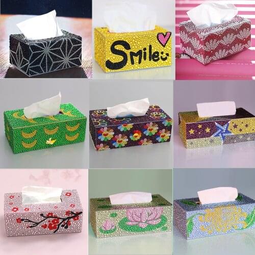 5D Diamond Painting Tissue Box Three-Dimensional Handmade Art Cosmetic Tissue Dispenser Childrens Puzzle Cartoon Home Decor