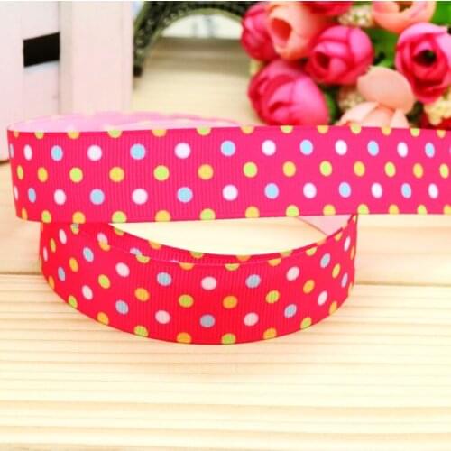 7/8'' Free shipping dots printed grosgrain ribbon headwear hair bow diy party decoration wholesale OEM 22mm B1262