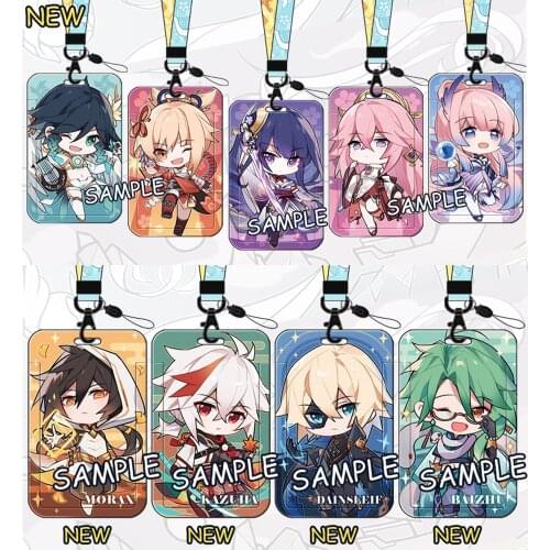 Anime Genshin Impact Venti Keqing Diluc Tartaglia Xiao Student ID Bus Bank Card Holder Keychain Card Case Pendant Toy Cosplay