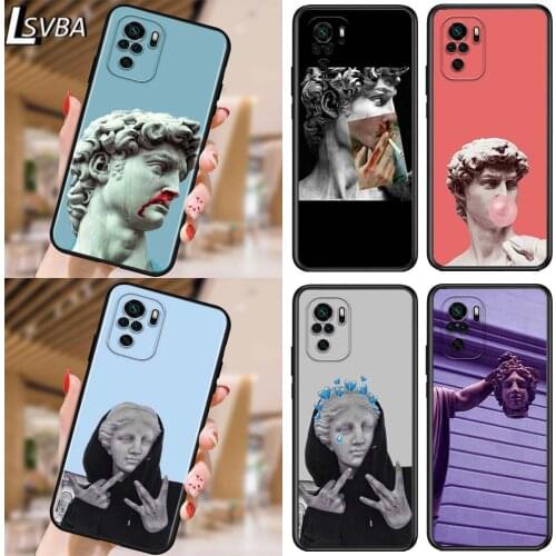 Michelangelo Art Statue for Xiaomi Redmi Note 10 10S 9 9T 9S 9Pro Max 8T 8Pro 8 7 6 5 Pro 5A 4X 4 Soft Black Phone Case