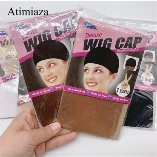 Atimiaza Wholesale Deluxe Wig Cap Mesh Hairnet Black Beige Color Stocking Cap Wig Hair Net For Weave Extensions