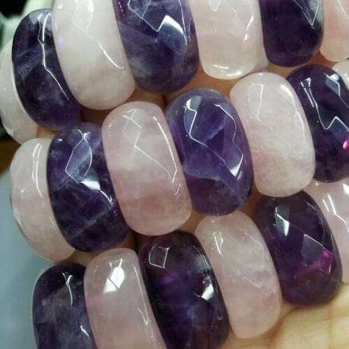 Amethyst & rose quartz beads bracelet natural gemstone jewelry bangle for woman for gift wholesale