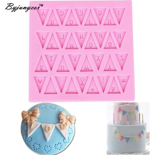Byjunyeor M160 Cooking Tools Flag Epoxy UV 26 English Letters Silicone Mold Chocolate Candy Resin Fondant Cake Decorating Tools