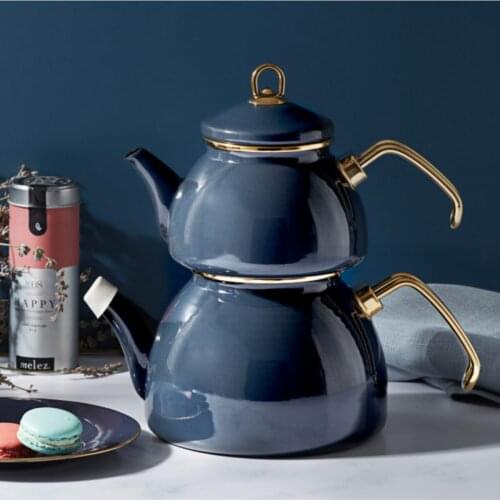 Retro Enamel Anthracite Teapot