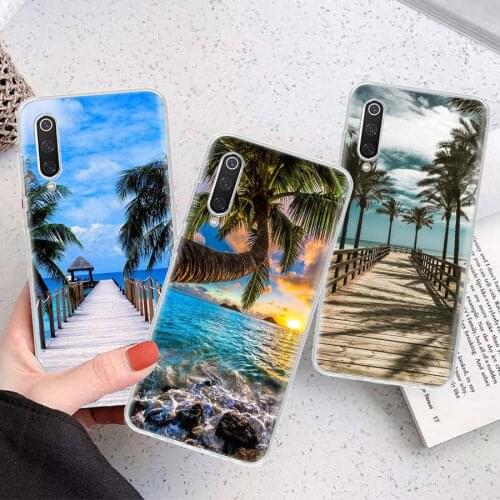 Summer Beach Scene at Sunset on sea Palm Tree Phone Case For Xiaomi Redmi Note 10 9S 9C 9 8T 8 7 6 Pro 5A 5 9A 8A 7A 6A S2 K20 K