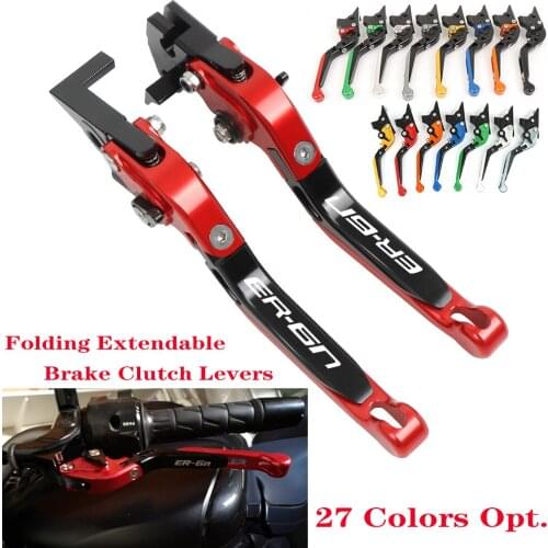 For KAWASAK ER6N ER-6N ER 6N 2006 2007 2008 Motorcycle Accessories Aluminum Folding Extendable Brake Clutch Levers LOGO ER-6N