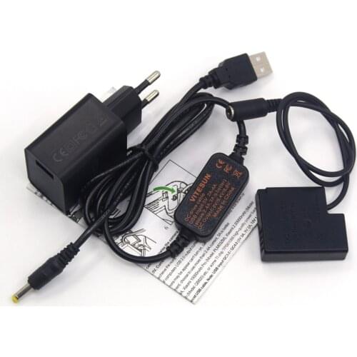 DMW-BLH7E BLH7 Dummy Battery DMW-DCC15+Power Bank Charger USB Cable+Adapter for Lumix DMC-GM1 GM5 GF7 GF8 GF9 LX10 LX15 camera
