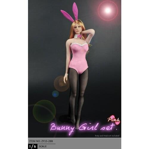 ESTARTEK-ZY ZY15-28A/B 1/6 Female Black / PINK Bunny Girl Set Costume Props for 12" Collectible Action Figure DIY