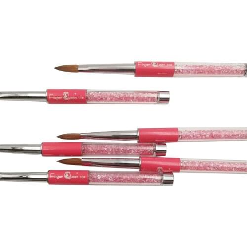 Fingerqueen Rhinestone Pen Diamond Metal Acrylic Handle Carving Powder Nail Art Brush Gel Liquid Salon Liner Nail Brushes