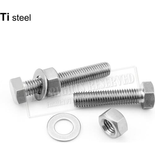 Nut bolt M6 titanium hex head bolt stitanium washer Ti steel Hex Nut titanium steel