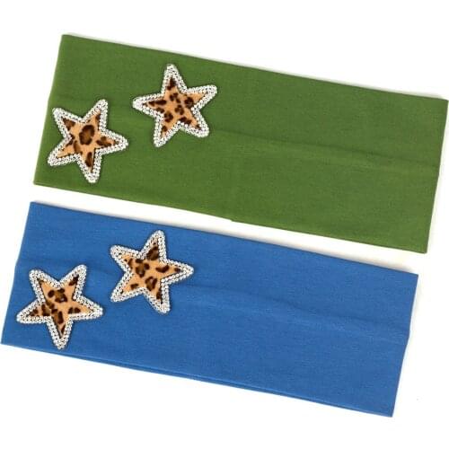 Geebro Womens Solid Color Casual Headbands Star Rhinestones Stretch Headband For Girls Fashion HairBands Accessories