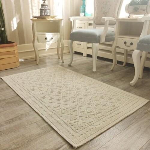 Italian Retro design floor rugs washable, embossed textured cotton rugs for bedroom living room high quality