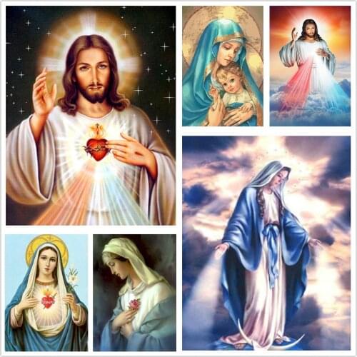 The Virgin Mary Figure Jesus Diamond Painting Religious Belief 5D Diy Full Drill Mosaic Embroidery Cross Stitch Home Decoration