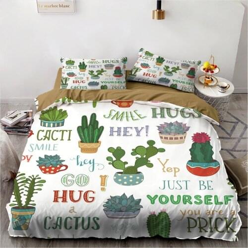 2/3 Pieces Cartoon Bedding Set 3D Print Luxury Cactus Duvet Cover Home Textile Bed Quilt Cover For Kids Bedroom Bed Cover Set