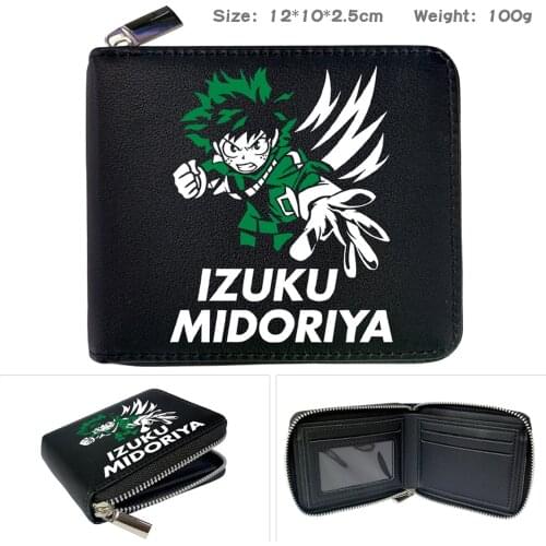 Anime My Hero Academia PU Print Wallet Cartoon Short Zipper Note Compartment Coin Pocket Card Photo Holder Boys Girls Purse