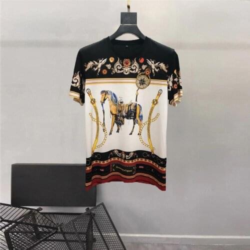 Summer High Quality Diamonds men T-shirts Hot Fashion retro print Tee Tops C574