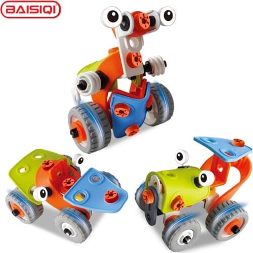 BAISIQI 3 in 1 Intelligent Assembly tool set car robot model Creative science DIY toy Screw block kit BAISIQI
