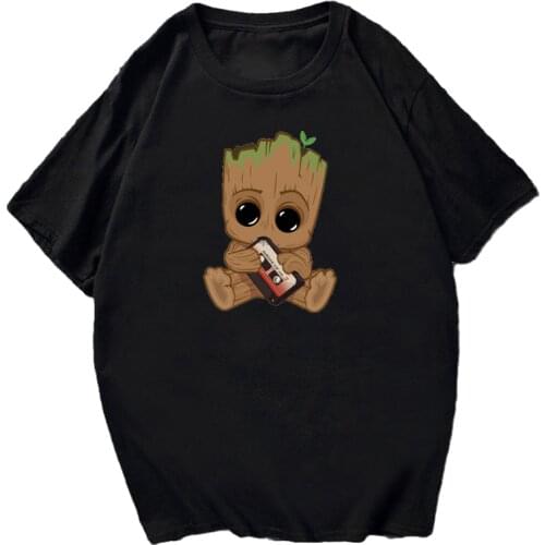 2021 New Style Summer Groot Printed T-shirt Cute Baby Groot Cartoon Printed Tops Unisex Harajuku Clothing Unique Graphic Tee