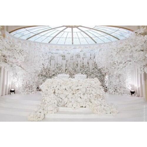 New White wedding props Road flower stage background decoration flower White artificial ginkgo biloba White leaves