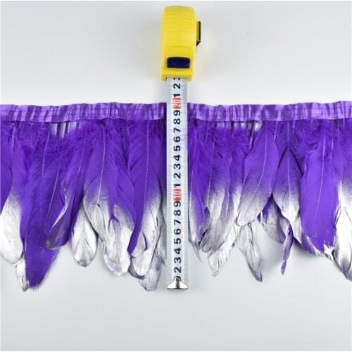 Wholesale 15-20CM Silver Dipped Purple Red Goose Feathers Trims Fringe Ribbons Feather For Crafts Dress Skirt Clothing Plumes