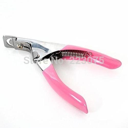 Wholesale Pink Edge Nail Art Manicure Acrylic UV Gel False Tips Clipper Cutter New 2pcs/lot