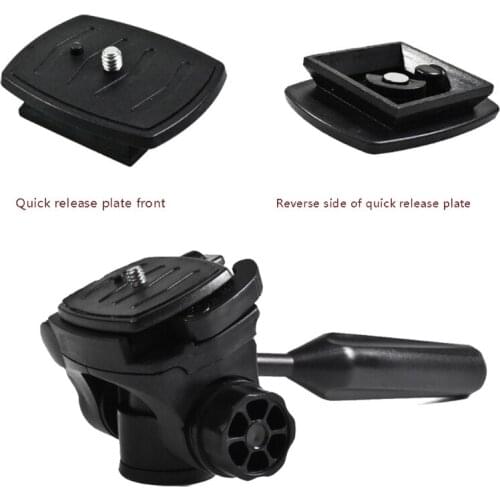Tripod Pan Head, 360° Rotation 90° Tilt 3-D Tripod Head 3/8" Thread 1/4" Screw