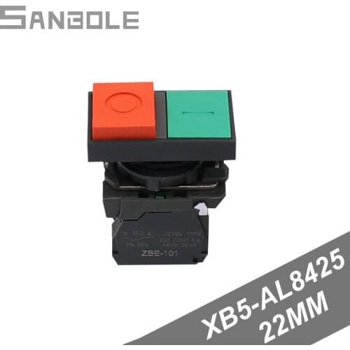Plastic Push Button Switch XB5-AL8425 Double Bond Button Switch Opening 22mm red-green power supply start button ON-OFF