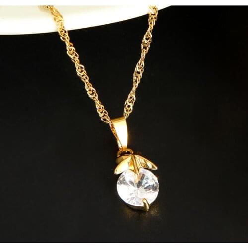 Trendy Single Round Stone Star Pendant Women 24k Gold Color Handmade Stone Crystal Jewelry