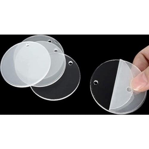 T8DE 30Pieces Blank Round Acrylic Pieces with Keychains Acrylic Circle Disc Ornament for Bag Tags Keepsake DIY Making