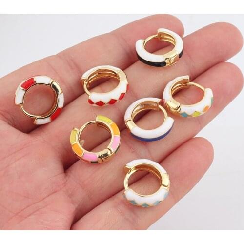 New Design Enamel Small Hoop Earrings for Women Trendy Boho Ethnic Multicolor Geometric Circle Earring Wedding Jewelry Gift