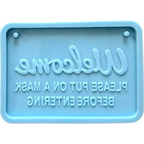 Handmade Welcome-Door Plate Resin Mold Silicone Letter Sign Please Wear a Mask Before Entering Resin Mold Craft Tools X4YA