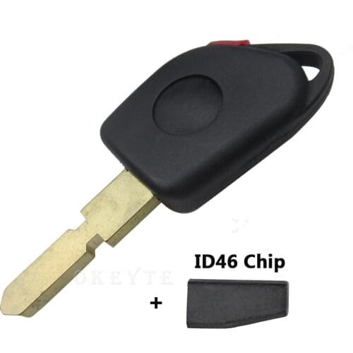 OkeyTech New Styling Replacement Transponder Key Shell Case Blank Fob 1 Button Uncut Blade With ID46 Chip for Peugeot 406