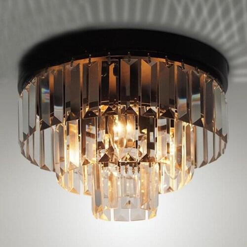 Modern Simply LED Cake Crystal Ceiling Light Bedroom Lamp Flush Mount Fixture Lighting Aisle Iron Retro Dining Room Lights PL447