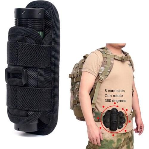 Tactical Flashlight Holster Case 360 Degree Rotatable Clip Torch Cover Waist Belt Bag Flashlight Pouch Hunting Accessories