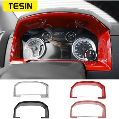 TESIN Car Interior Instrument Panel Dashboard Decor Cover Ring Trim Sticker Accessories For Dodge Ram 1500 2010-2017 Car Styling