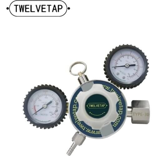 TWELVETAP Keg Regulator CO2 W21.8 Interface 0-100 PSI Working Pressure 0-3000 PSI Tank Pressure CO2 Pressure Regulator 30 Type