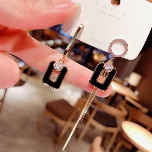 YCQZK Earrings High sense of 2021 New trendy Earrings female Korean long fashion earrings elegant exquisite Womens Earrings