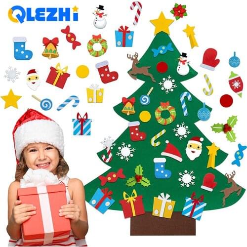 Busy Board Montessori Education Toy Kids DIY Felt Christmas Tree Christmas Decoration for New Year Gifts Santa Claus Xmas Tree