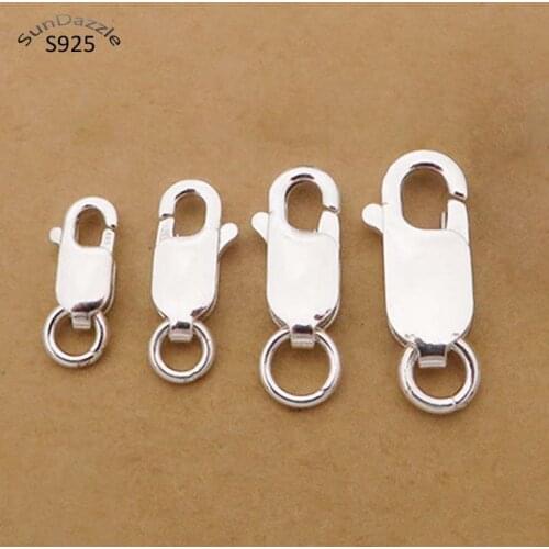 2pcs Genuine Real Pure Solid 925 Sterling Silver Lobster Clasp Hook Claw Buckle With Close Ring Connector Jewelry Findings