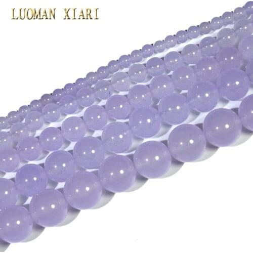 Factory Price Light Purple White Stone Dyed Round Stone Beads For Jewelry Making DIY Bracelet Necklace 4/6/8/10/12 mm Strand