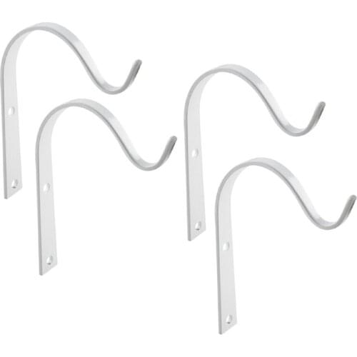 Iron Garden Wall Light Hanging Flower Plant Hanger Pot Bracket, Hook Shelf Stand Holder(White,4PCS)