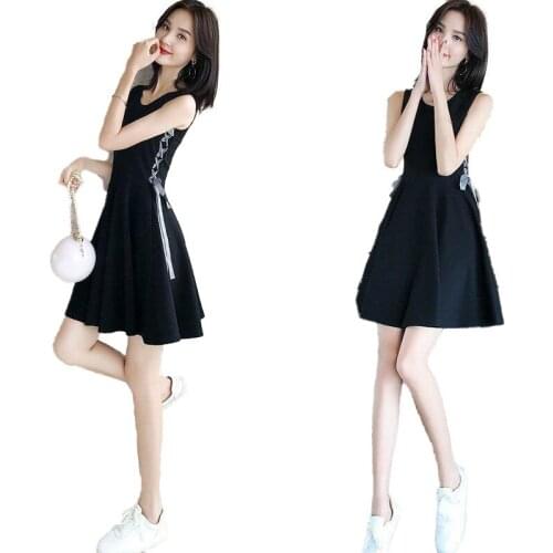 2021 new womens dress summer small fresh black skirt high waist sleeveless short style small bottom suspender skirt