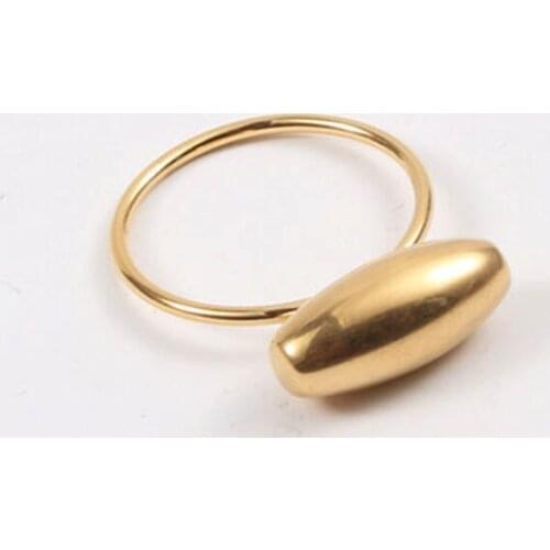Spindle shape lucky bean rings for women stainless steel gold stackable rings unique unusual cool jewelry y2k jewelry dropship