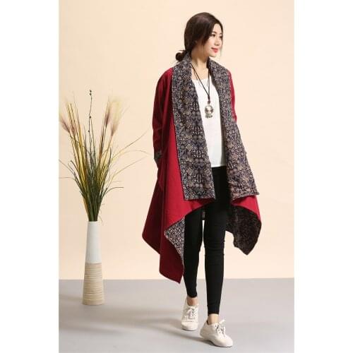Women Loose National Style Trench Coat Outerwear Ladies Loose Cotton Linen Coat Female Coat 2021