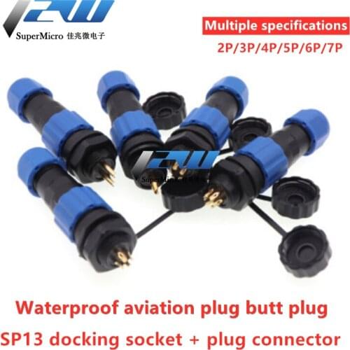 SP13 IP68 Waterproof Connector, Male and Female Plug, 1/2/3/4/5/6/7 Pin, Panel Mount Cable Connector, Aviation Connector
