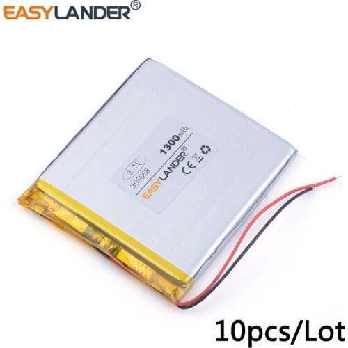 10pcs /Lot lithium Li ion polymer rechargeable 305068 1300mAh For Mp3 MP4 GPS PSP DVD mobile video game PAD E-books Tablet PC
