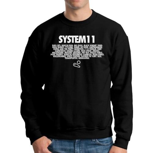 System 11 Pinball Player Men Hoodies Sweatshirt Long Sleeve Custom Crew Neck Pullovers Tops