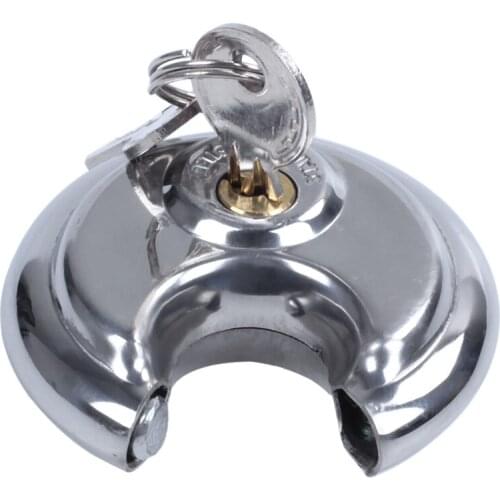 1x PADLOCKS HEAVY DUTY 70MM ROUND CIRCULAR DISC PADLOCK with 1 KEYS
