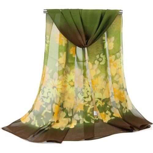 2020 NEW flower floral Breathable chiffon scarf silk square hijab cool shawl ladies foulard femme Scarves hair bufanda mujer